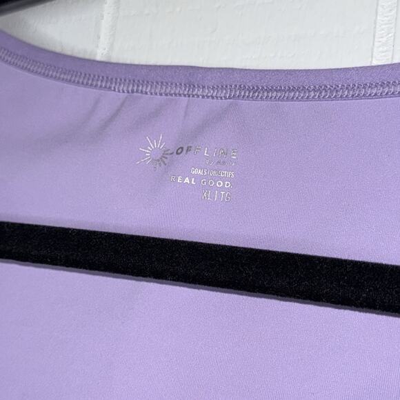 Offline Aerie Women’s Goals Athletic Crop Top Shelf Bra V Neck Purple Size XL - Picture 6 of 7